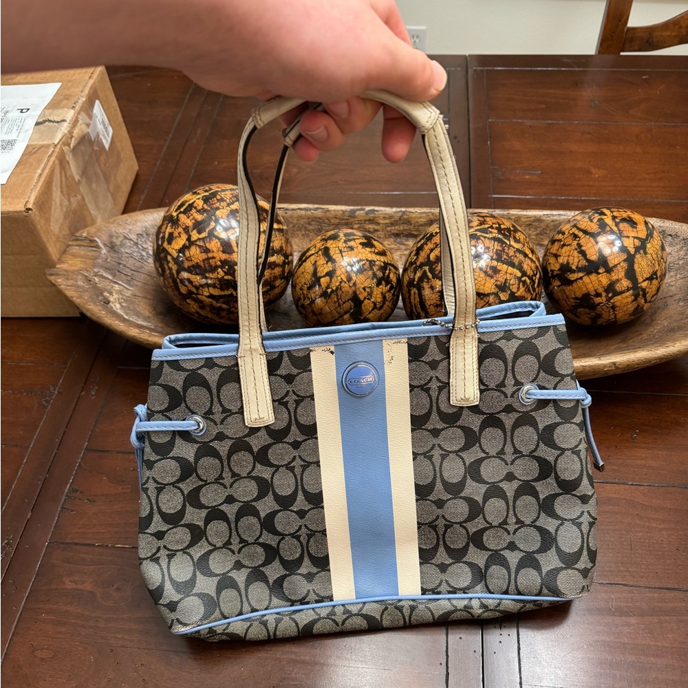 Authentic Leather Monogram Coach tote bag